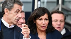 L'ex-président Nicolas Sarkozy et la maire de Paris, Anne Hidalgo, au Parc des Princes le 3 octobre 2018