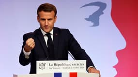 Emmanuel Macron, lors de son discours sur les séparatismes, vendredi 2 octobre 2020