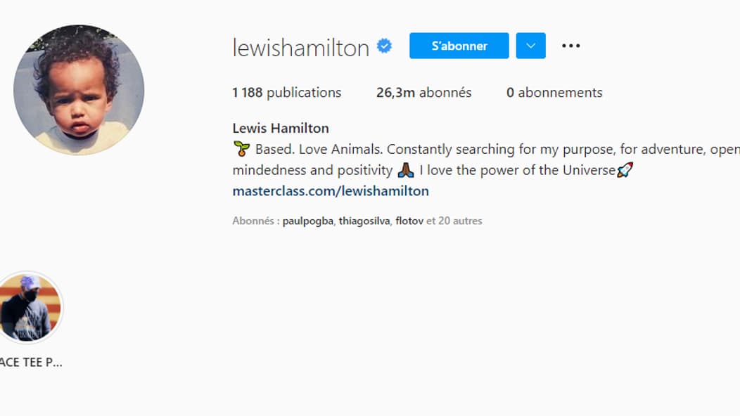 Le compte Instagram de Lewis Hamilton