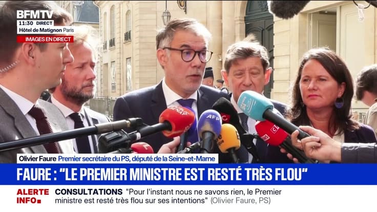 "S'il n'est pas prêt à entendre, nous le censurerons", déclare Olivier Olivier Faure, député de Seine-et-Marne,après sa rencontre avec le Premier ministre