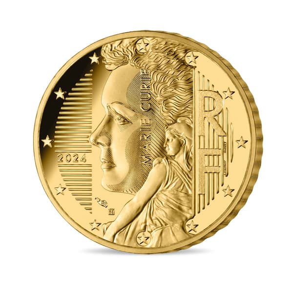 La nouvelle face nationale française de la pièce de 50 centimes d'euro, représentant Marie Curie.