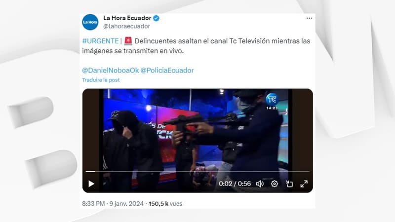 Équateur: des hommes armés font irruption en direct sur le plateau d'une télévision publique