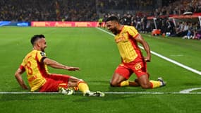 La joie de Thomasson et Udol lors du derby Lens-Lille le 20 septembre 2025