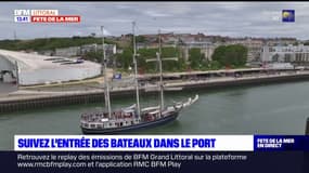 Fête de la Mer: les bateaux entrent dans le port de Boulogne-sur-Mer