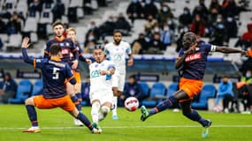 Dimitri Payet et Mamadou Sakho lors du match de Coupe de France OM-Montpellier le 29 janvier 2022