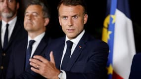 Le président Emmanuel Macron s'exprime à Nouméa dans la résidence du Haut-commissaire de la République en Nouvelle-Calédonie, le 23 juin 2023