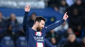 Lionel Messi célèbre un but lors PSG-Angers, le 11 janvier 2023