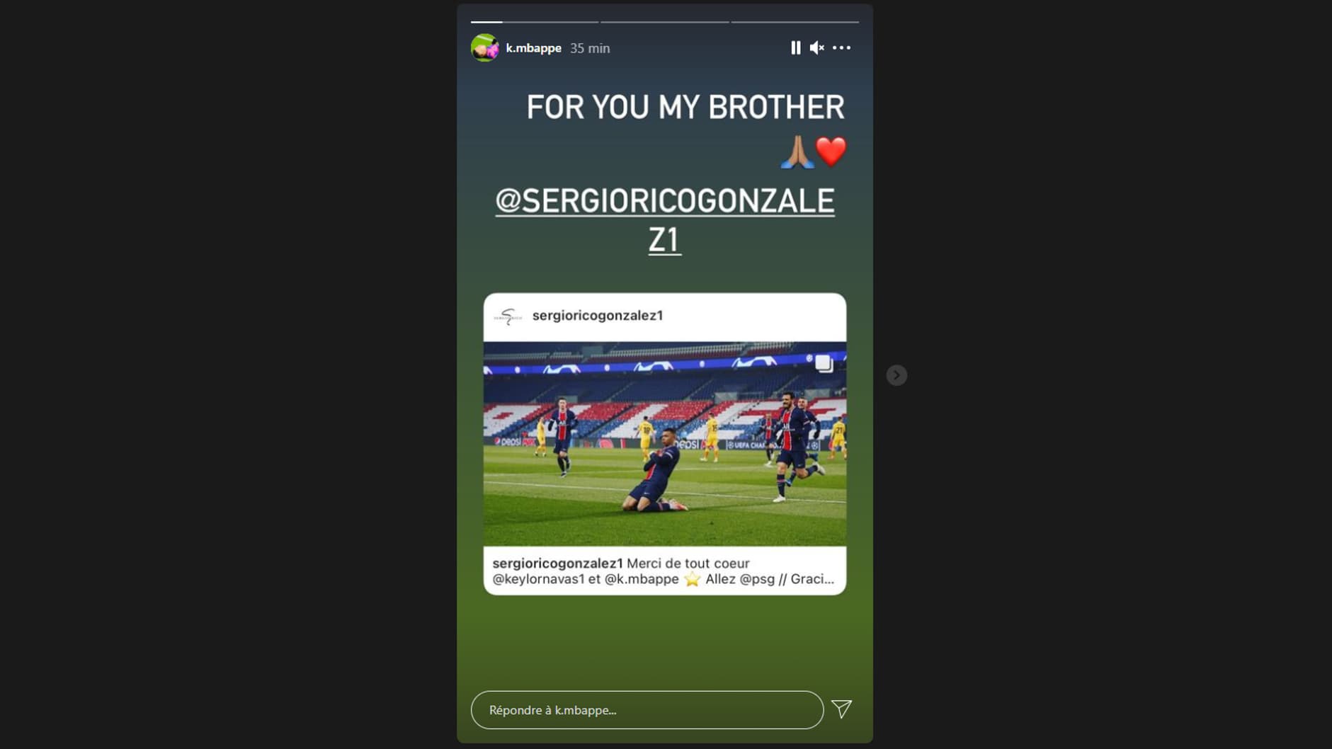 Le post de Mbappé pour Rico