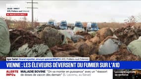 Blocages des agriculteurs: sur l'A10, les éleveurs déversent du fumier