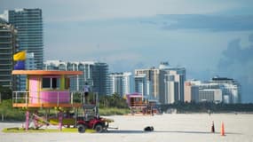 La plage de Miami désertée avant le passage d'Irma, le 7 septembre 2017.