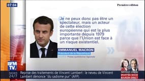 Emmanuel Macron dit vouloir être "acteur" des élections européennes et désigne ses "ennemis"