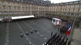 La cérémonie d'hommage aux victimes de l'attaque à la préfecture de police de Paris, le 8 octobre 2019.