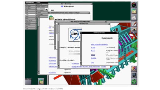 Capture d'écran du navigateur NeXT en 1993.