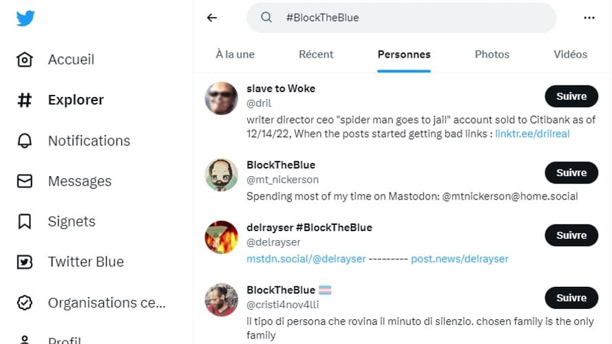 Le mouvement #BlockTheBlue se généralise sur Twitter