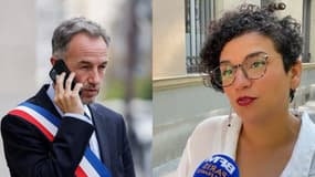 Emmanuel Grégoire, premier adjoint à la mairie de Paris, (à gauche) et Lamia El Aaraje, adjointe à l'accessibilité à la mairie de Paris (à droite). 