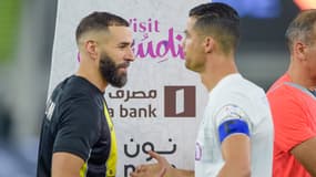 Karim Benzema et Cristiano Ronaldo opposés lors d'un match de Saudi Pro League