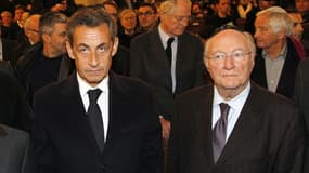 L'ancien président de la République, Nicolas Sarkozy, et le président du Crif, Roger Cukierman, lundi soir.