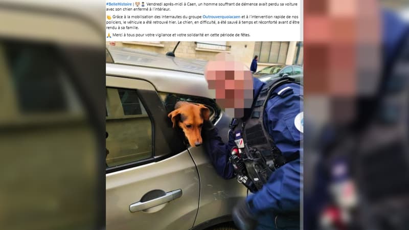 Un chien sauvé par les policiers à Caen le dimanche 22 décembre, après deux jours enfermé dans une voiture.