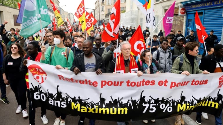 Manifestation contre la réforme des retraites à l'appel de la CGT, à Versailles le 15 mai 2023