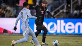 Lionel Messi avec l'Inter Miami face aux Kansas City, dans le match aller de la Coupe des champions de la Concacaf