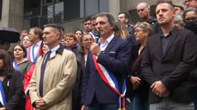 Éric Piolle, maire de Grenoble, le 9 septembre lors de l'hommage à l'employé municipal tué