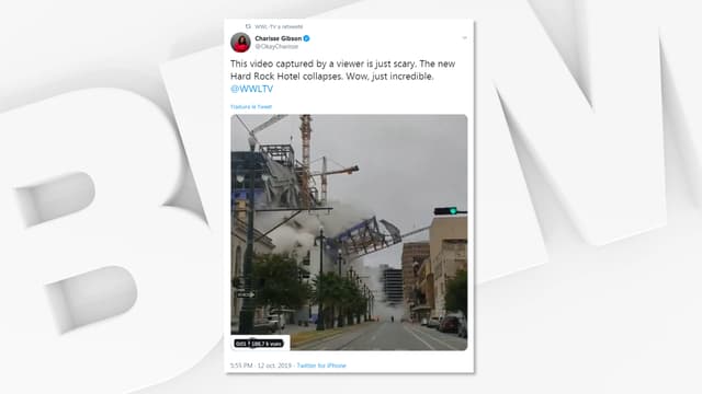 Le Hard Rock Hotel en train de s'effondrer à la Nouvelle-Orléans, le 12 octobre 2019.