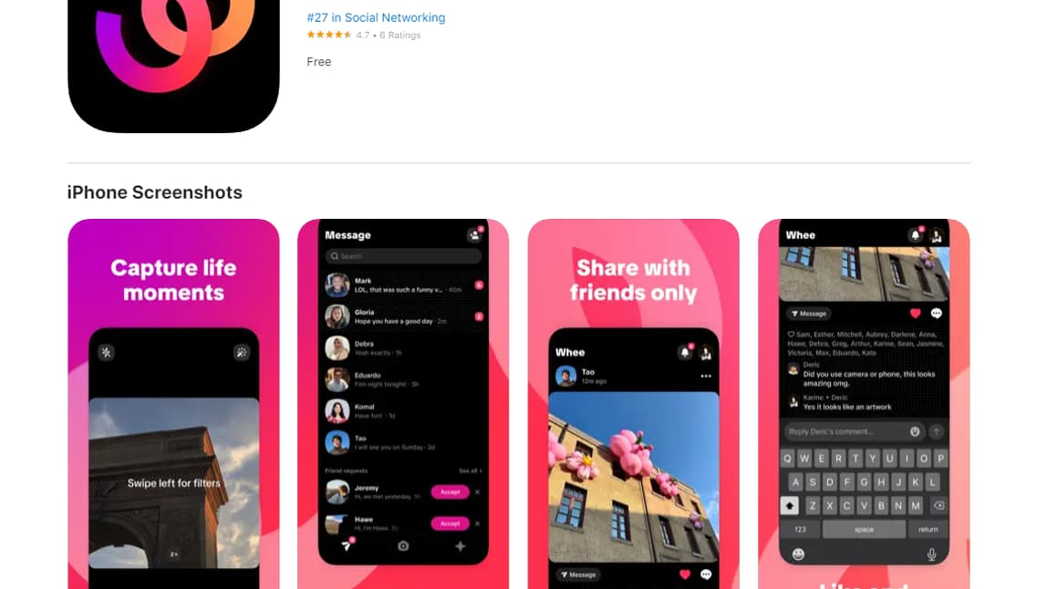 Le réseau Whee propose des fonctions similaires à Instagram. Le réseau Whee propose des fonctions similaires à Instagram.