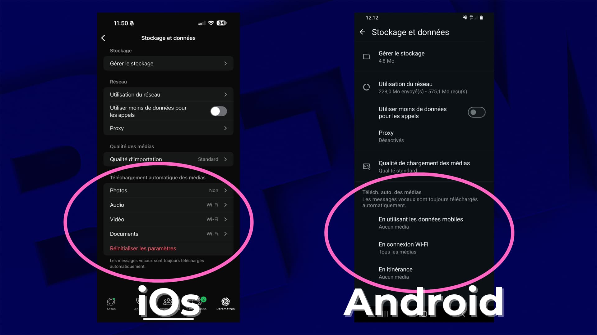 L'option à modifier sur Whatsapp pour ne plus télécharger les photos.