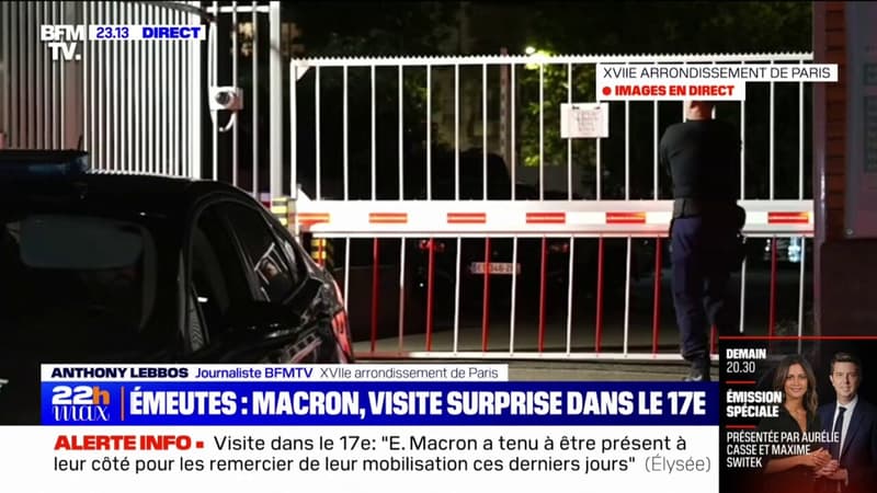 Paris: Emmanuel Macron en visite dans un commissariat du XVIIème arrondissement pour 