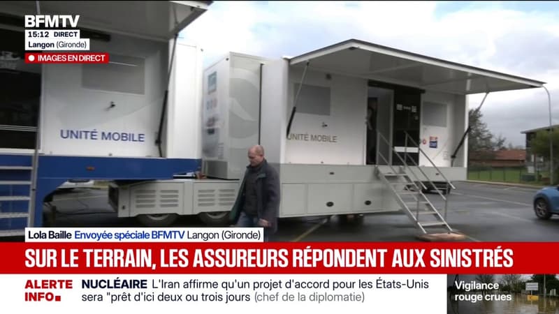 Crues: des unités mobiles à Langon (Gironde) pour renseigner les sinistrés sur leur assurance