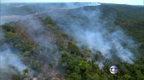 Images aériennes de la forêt amazonienne en train de brûler.