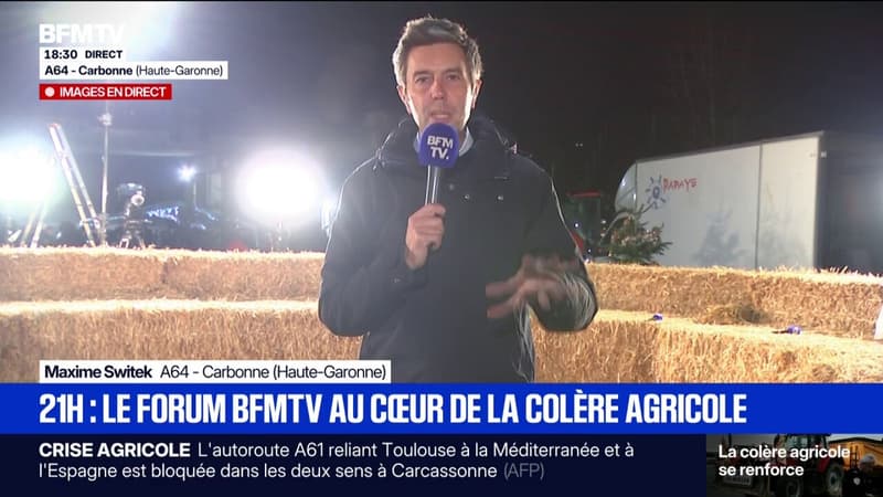Colère des agriculteurs: le Forum BFMTV en direct du blocage de l'A64 ce soir à 21h sur BFMTV