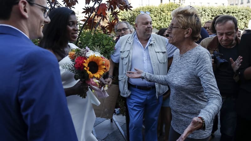 Isabelle Balkany, première adjointe au maire de Levallois-Perret, en compagnie de manifestants levalloisiens, le 14 septembre 2019