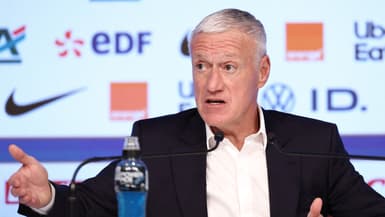 Didier Deschamps lors de la conférence de presse avant les matchs amicaux de mars, le 14 mars 2024