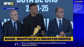 Kylian Mbappé reçoit son premier Soulier d'Or européen à Madrid