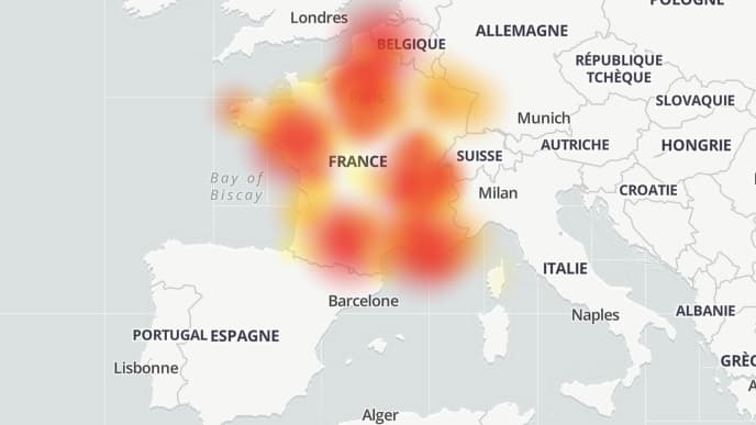 Les pannes d'OVH signalées sur DownDetector. 