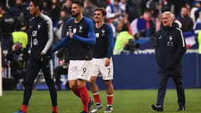 Olivier Giroud, Antoine Griezmann et Didier Deschamps
