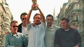 Didier Deschamps, Laurent Blanc, Christophe Dugarry, Robert Pires et Zinedine Zidane à Marseille en aout 98