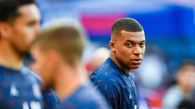 Kylian Mbappé à l'entraînement avec le PSG, le 8 mai 2022