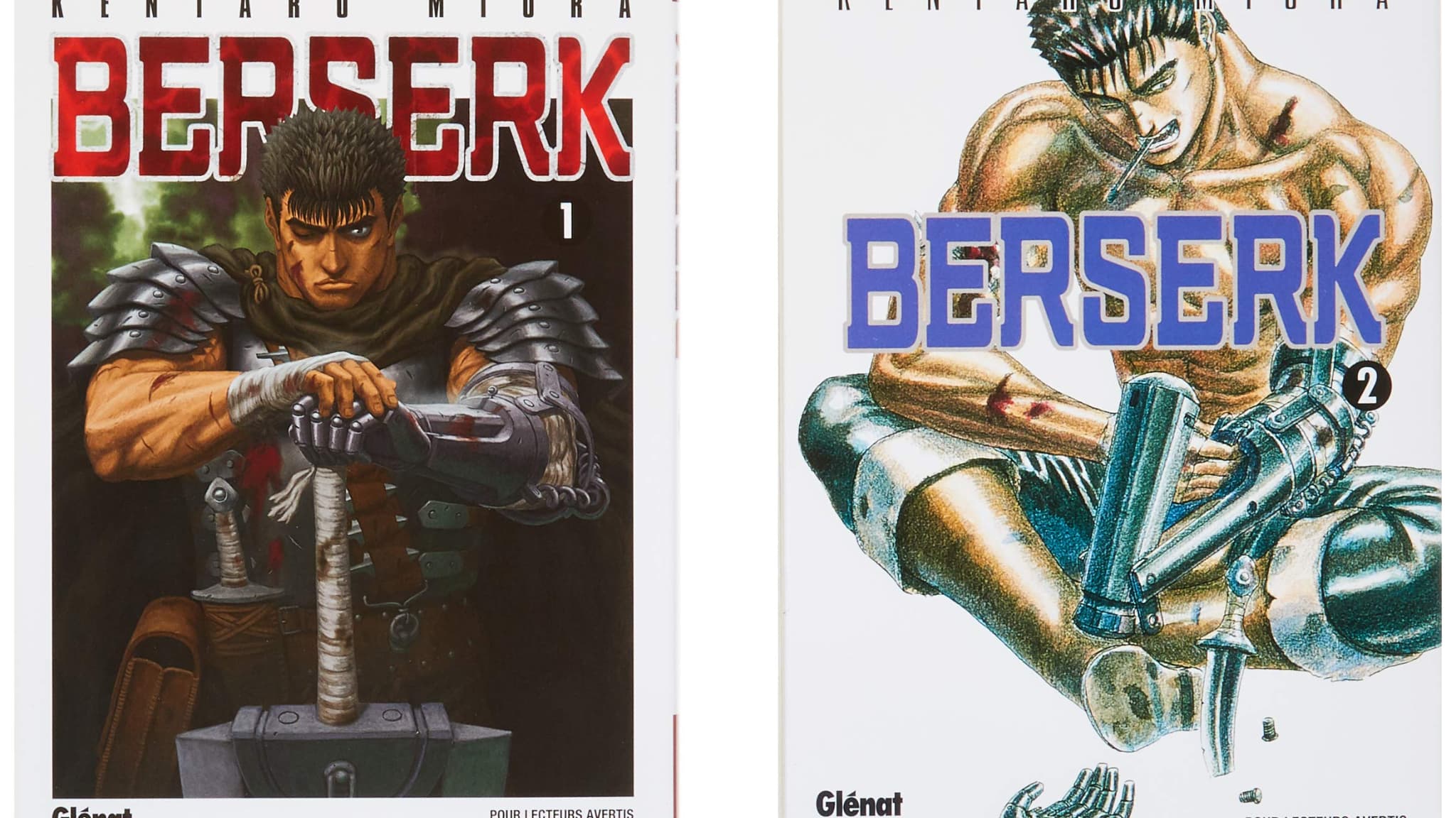 Couverture des deux premiers tomes de "Berserk"