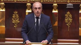 Le président du groupe Les Républicains à l'Assemblée nationale, Olivier Marleix, lors de l'examen des motions de censure ce lundi 20 mars 2023