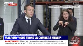 Emmanuel Macron "Nous avons décuplé notre production" de gel hydroalcoolique