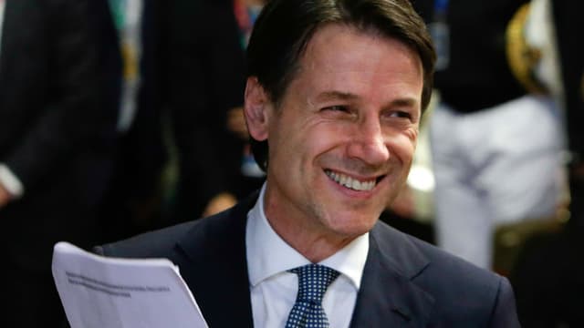 Le chef du gouvernement italien Giuseppe Conte lors du sommet européen sur la crise migratoire à Bruxelles, le 28 juin 2018
