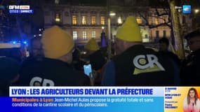 "L'agriculture est là" : les exploitants se sont mobilisés devant la préfecture du Rhône jeudi soir