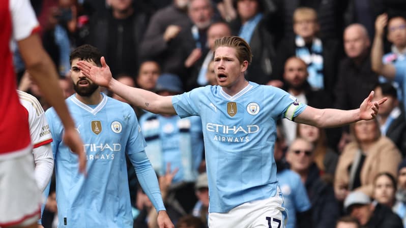 Kevin De Bruyne mécontent lors du choc entre Manchester City et Arsenal, 31 mars 2024