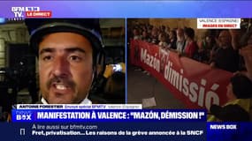Manifestation contre la mauvaise gestion des crues en Espagne: de la boue lancée sur les policiers par les manifestants