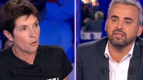 Christine Angot et Alexis Corbière sur le plateau d'"On n'est pas couché", samedi 16 septembre