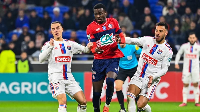 Maxence Caqueret, Timothy Weah et Corentin Tolisso - OL-Lille - Coupe de France