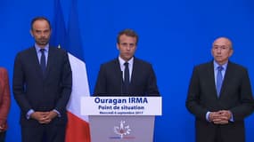 Emmanuel Macron a pris la parole aux côtés d'Edouard Philippe, Premier ministre, et Gérard Collomb, ministre de l'Intérieur.