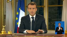 Emmanuel Macron lors de son allocution le 10 décembre